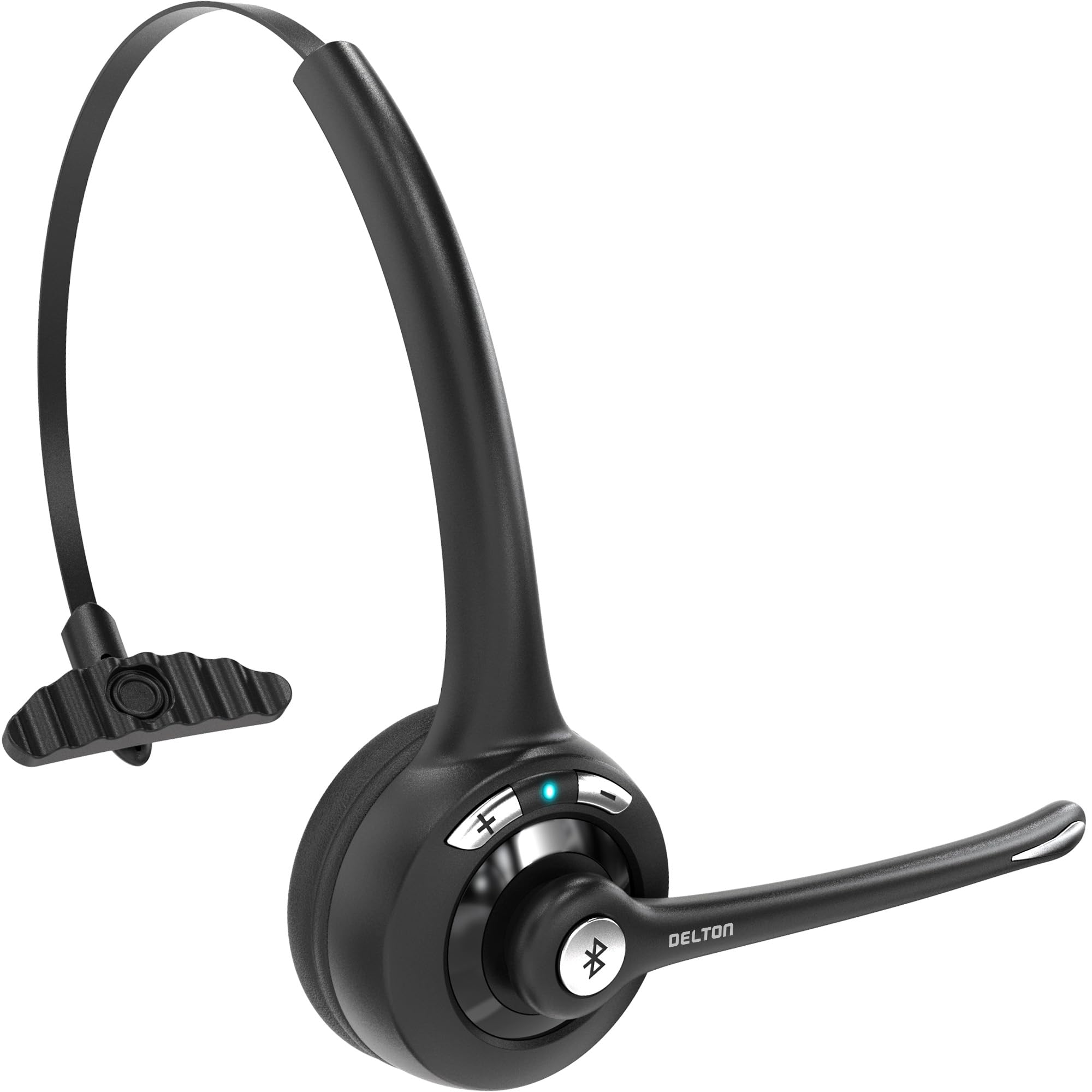 Photo 1 of Delton 10X Bluetooth Computer Headset, Over-The-Head Single Ear Wireless Headset with Noise Canceling Mic for Computer/Laptop/Call Center/Truck Driver, Works with All Meetings Apps - Black