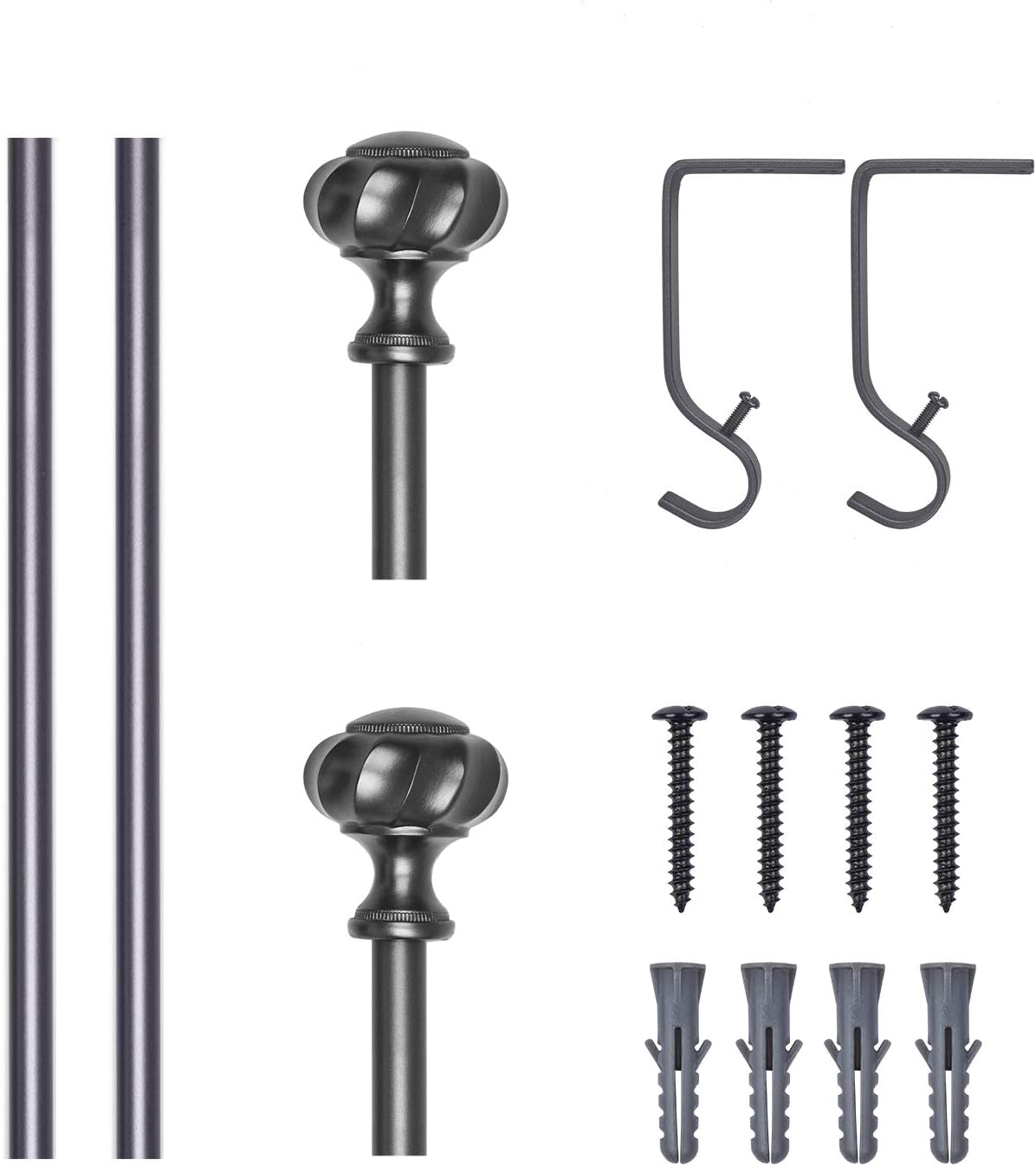 3/4-inch Diameter Single Window Curtain Rod, Adjustable Length from 28-48 Inch,Pewter: Home Improvement