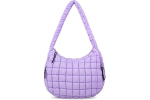 IZUZTA Quilted Puffer Tote Bag for Women Large Quilted Crossbody Bag Lightweight Nylon Puffy Quilted Carryall Hobo Puff Shoulder Bag