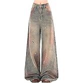 kakarin choyx Harajuku Vintage Women's High Waisted Straight Leg Jeans Y2K Casual Colorful Tie-Dye Gradual Denim Pants