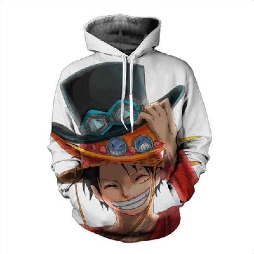 Felpa Con Cappuccio Anime One Piece - Unisex Con Stampa 3D Di Luffy E Ace, 100% Poliestere - Foto 7