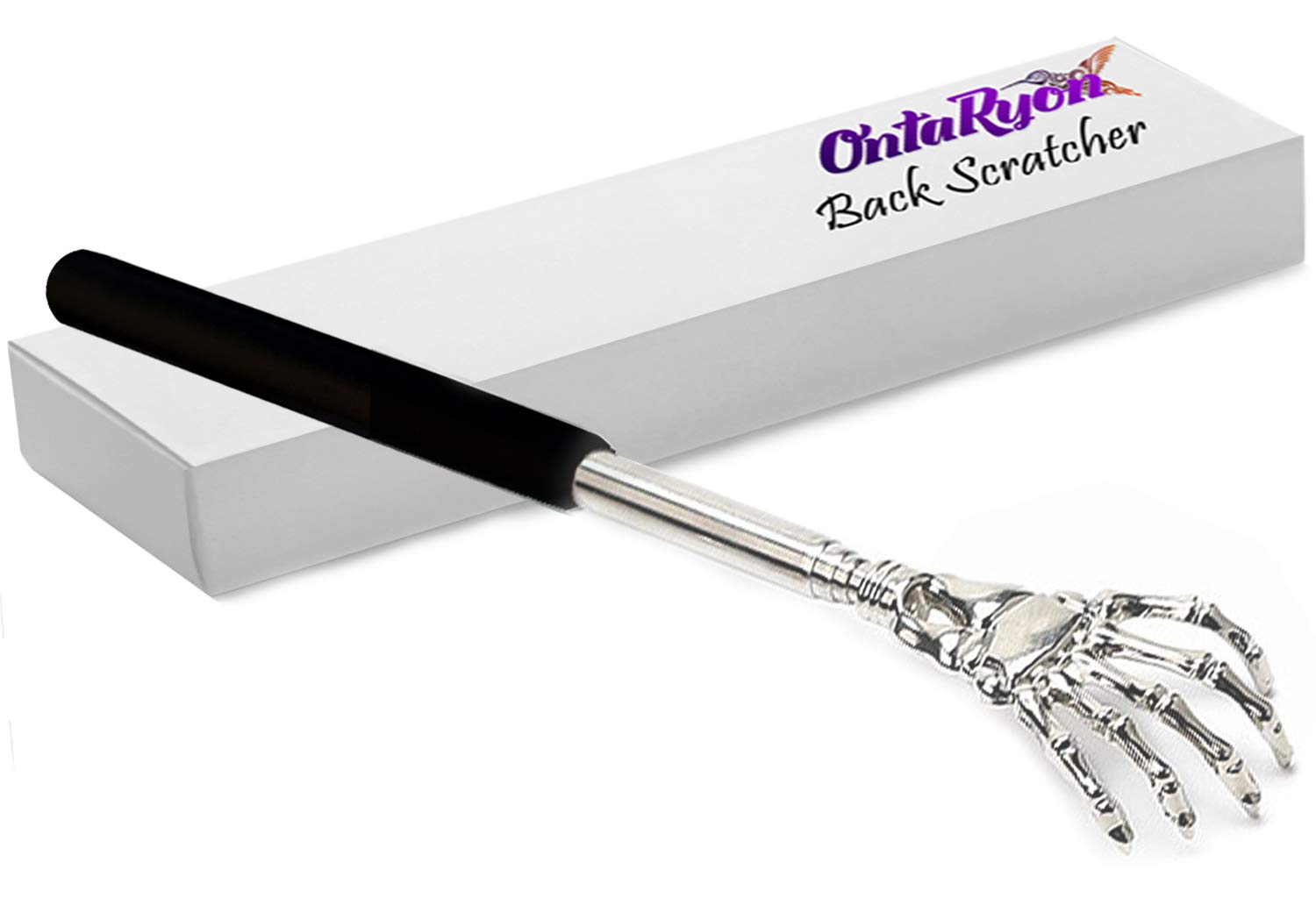 OntaRyon Telescopic Back Scratcher | Novelty Gifts for Men & Women | Small Stocking Fillers for Adults | Unusual & Funny Present (Black)