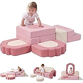 GudoInsole 13-Piece Soft Foam Climbing Blocks for Toddlers 1–3, Soft Toddler Climbing Toys Indoor, High-Density Modular Foam Play Set for Climbing Crawling and Sliding(Beige Pink)