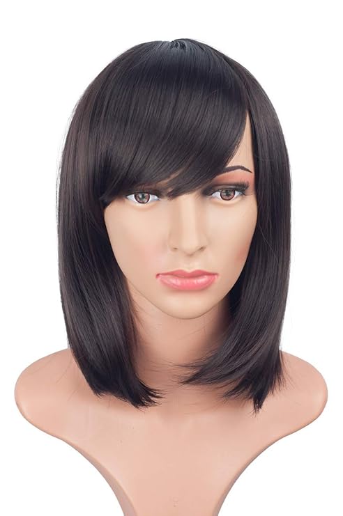 Buy Symeiw Dark Brown Natural Brown Short Straight Bob Wig With