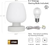 ONEWISH Touch Bedside Table Lamp 3 Way Dimmable Opal Glass Shade 6W LED view 4