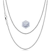 Porment 925 Sterling Silver Rope Chain for Women Men, Silver Chain for Men Stacking, Solid Italy Fade-Resistant Rope Necklace Chains, 1.5-2mm Mens Necklace Women Necklaces Chain Durable Waterproof Smooth Gift