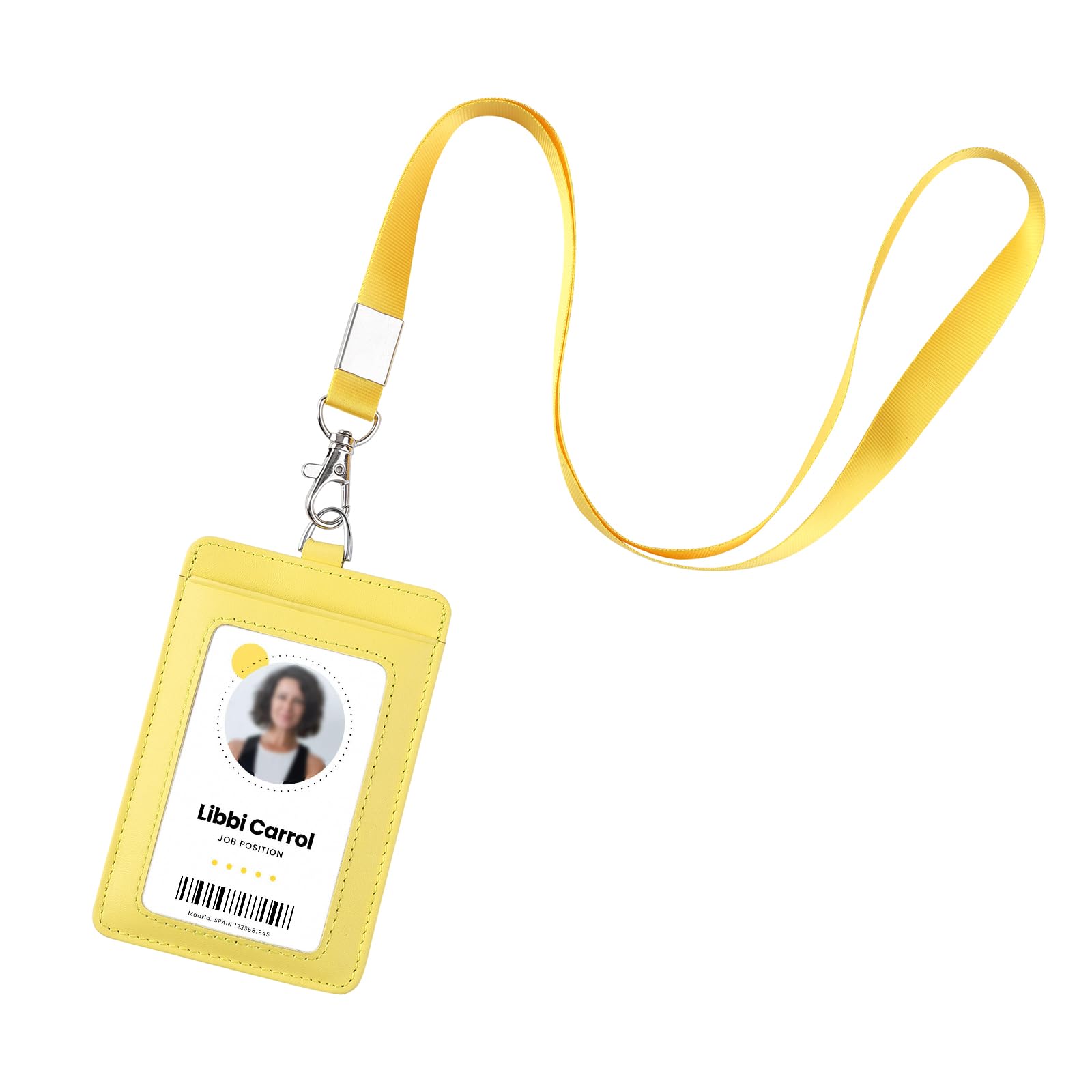 Genuine Leather id Badge Holder with Lanyard,Soft,ID Card Holder,Up to 20 Colors and Grains to Choose,frommultiple Card Slots,Vertical Work Name Badge case
