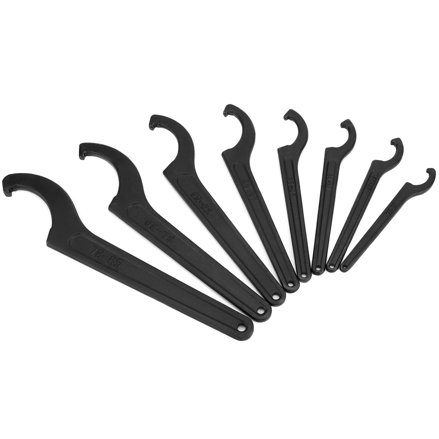 QWORK Pack of 8 Hook Wrenches, 22 mm - 65 mm Key for Round Nut