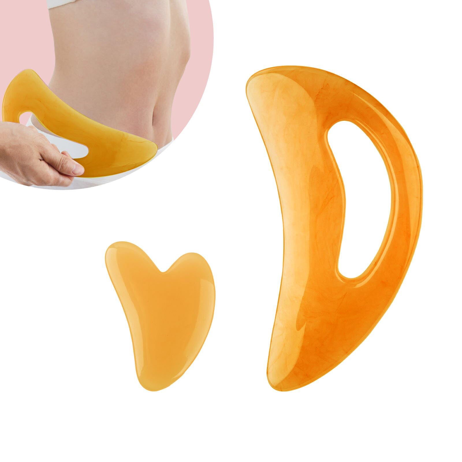 Photo 1 of FDKJEJC Body Gua Sha Tool Cellulite Guasha Tool for Body Large Body Massage Tools (Natural Resin) Lymphatic Drainage Tool Guasha Tool for Face?Back, Legs, Women's Body Shaping Tools (Orange)