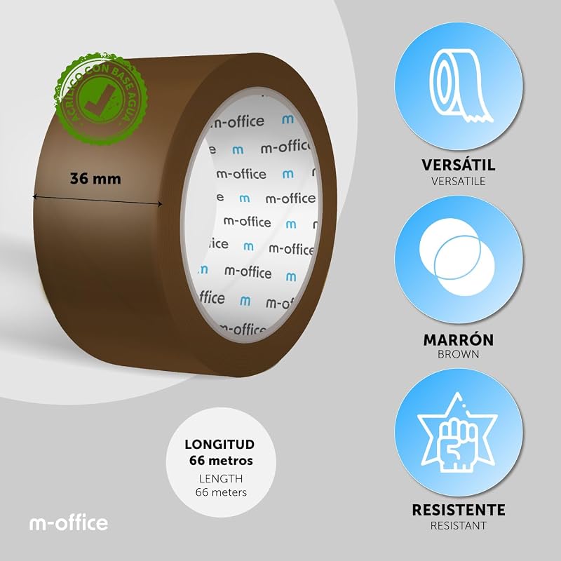 Cinta Adhesiva, Cinta Adhesiva Marrón de Embalar, Rollo de Cinta para Embalaje de Cajas, Envíos, Mudanzas y Manualidades, Precinto Seguro y Resistente, Cinta Adhesiva (36 unds, 36mmx66m)