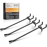 INCLY 60 Pack 6 Inch Black Pegboard Hooks, 1/4" Heavy Duty Peg Board Shelving Hooks Accessories, Peg Board Tool Hangers Only Fit 1/4" Pegboard Hanging Tools Garage, Craft Organizing, Kitchen, Store
