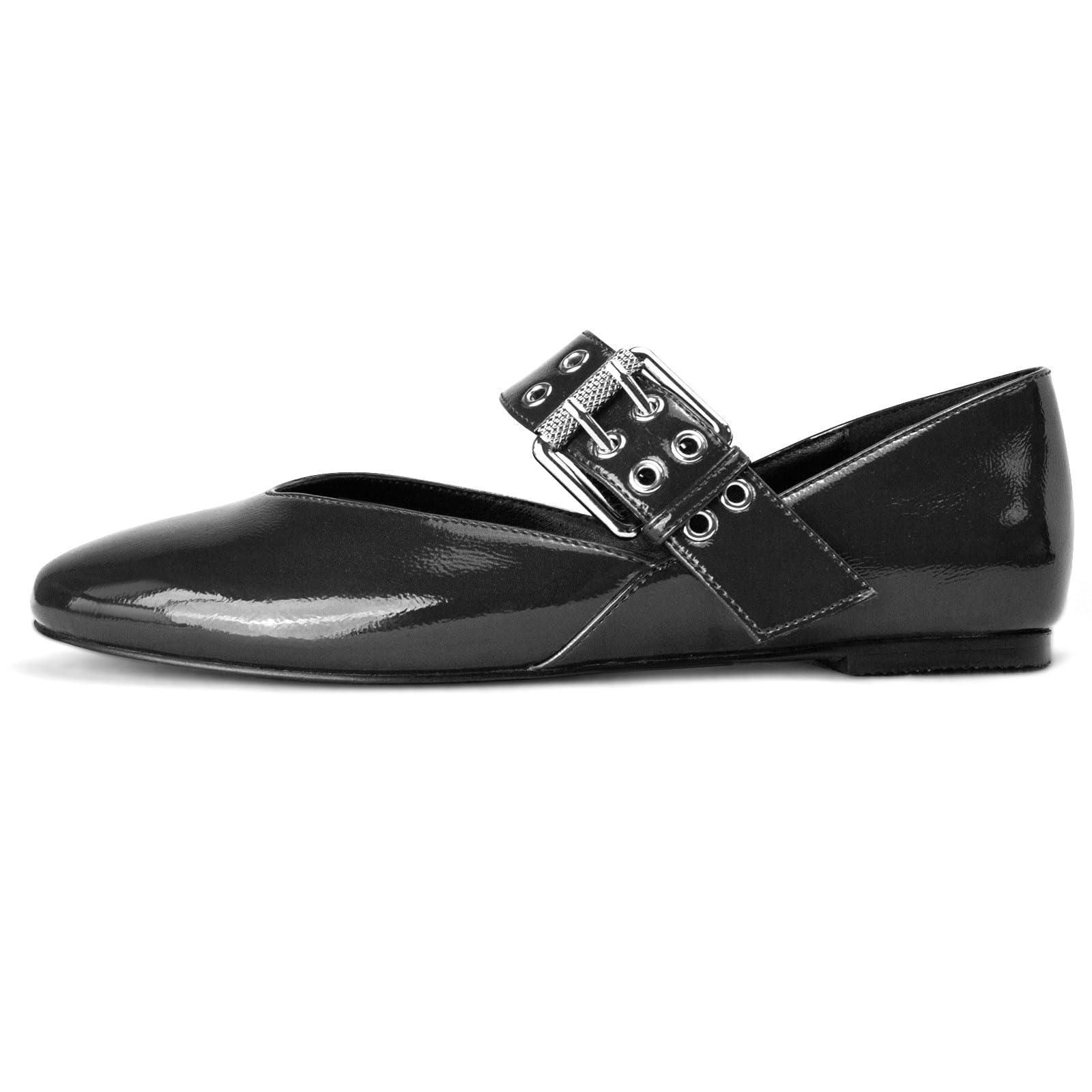 Gothictor Leopard Flats for Women Round Toe Mesh Ballet Mary Janes Adjustable Buckle Strap Casul Ballerina Dress Shoes Black 11 Image