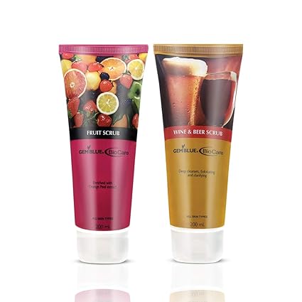 GEMBLUE BIOCARE FRUIT SCRUB, 200ML+GEMBLUE BIOCARE WINE&BEER SCRUB, 200ML