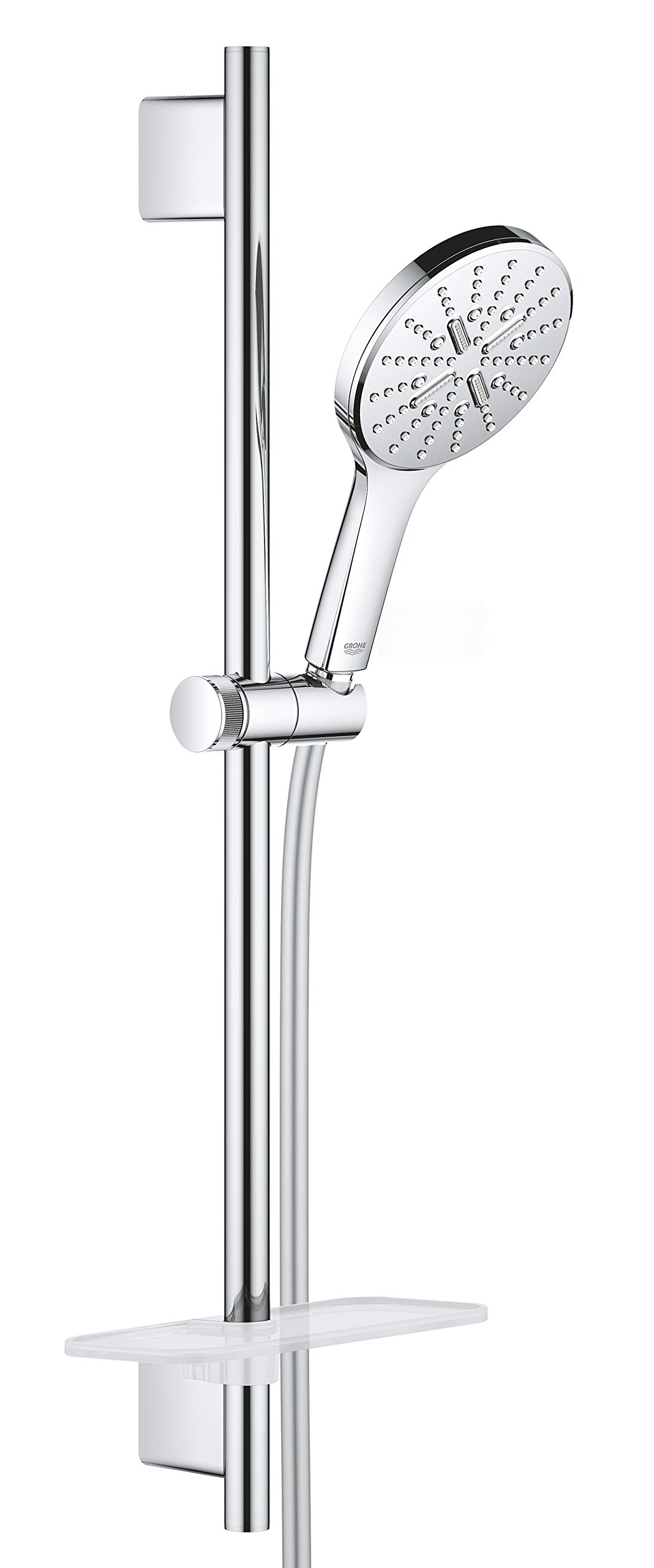 GROHE Rainshower 130 Smartactive Shower Rail Set 3-Spray 130mm Hand Shower with 600mm Rail, 1750mm Silverflex Hose Chrome Finish Made in Germany 26546000