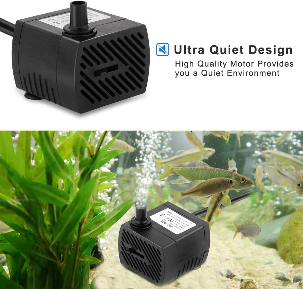 FREESEA 95 GPH 4W Ultra Quiet Mini Submersible Pump for Aquariums, Fish Tank, Pond, Fountain Water Pump (1PCS) : Pet Supplies