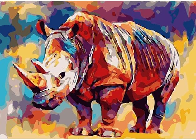 Amazon 数字による絵画diyドロップシッピング40 50センチカラフルなサイ動物キャンバス結婚式の装飾アート画像ギフトなしフレーム ぬりえ おもちゃ