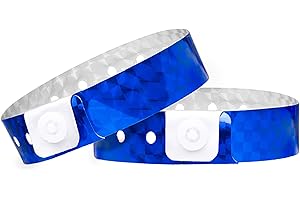 Ouchan Holographic Plastic Wristbands Blue - 100 Pack Wristbands for Events Parties