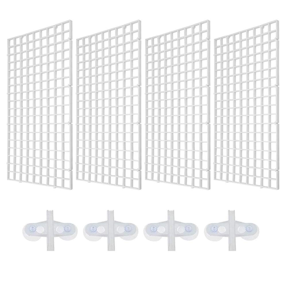 Amasawa 4 Pcs Aquarium Fish Tank Egg Crate, Aquarium Fish Tank Isolation Net Divider Filter Plastic Grid Divider Tray Isolation Board with Sucker Clips (White)