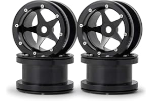 MOHERO 2.2” Alloy Beadlock 1/10 RC Wheels Rims 40mm for Crawler Axial Wraith Rock Car Pack of 4 (Black)