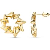 WANTED PIECES 14K Real Gold Plated Fashionable Earrings, Minimalist Versatile Gold Earrings for Women and Girls, Jewelry for Women