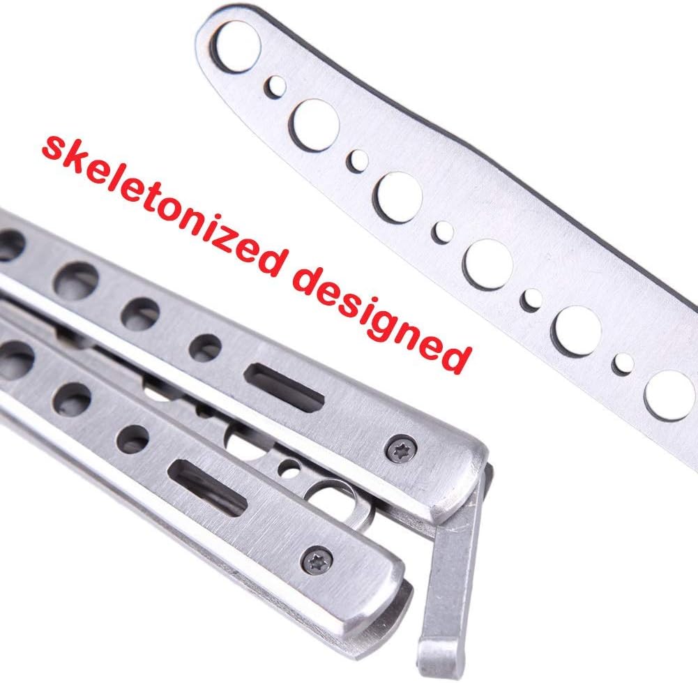 Butterfly Knife, Trainer Martial Arts Practice Swords Steel Metal Folding Knife Training Knife Tool Unsharpened, Random Color Blade Black and Silver, Set of 2: Kitchen & Dining