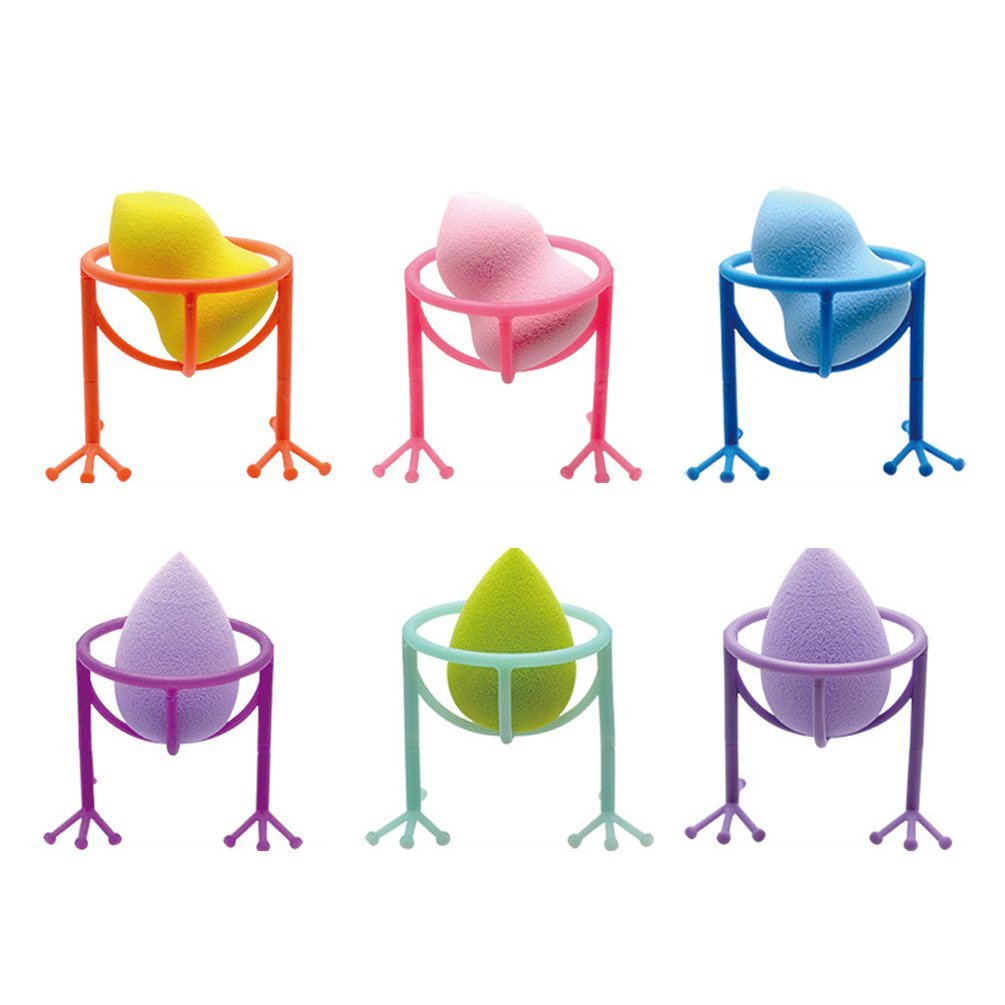 HOBULL 6Pcs Makeup Sponges Egg Stand Drying Rack Chicken Feet Shape Cosmetic Tool Powder Puff Sponge Support Display Stand
