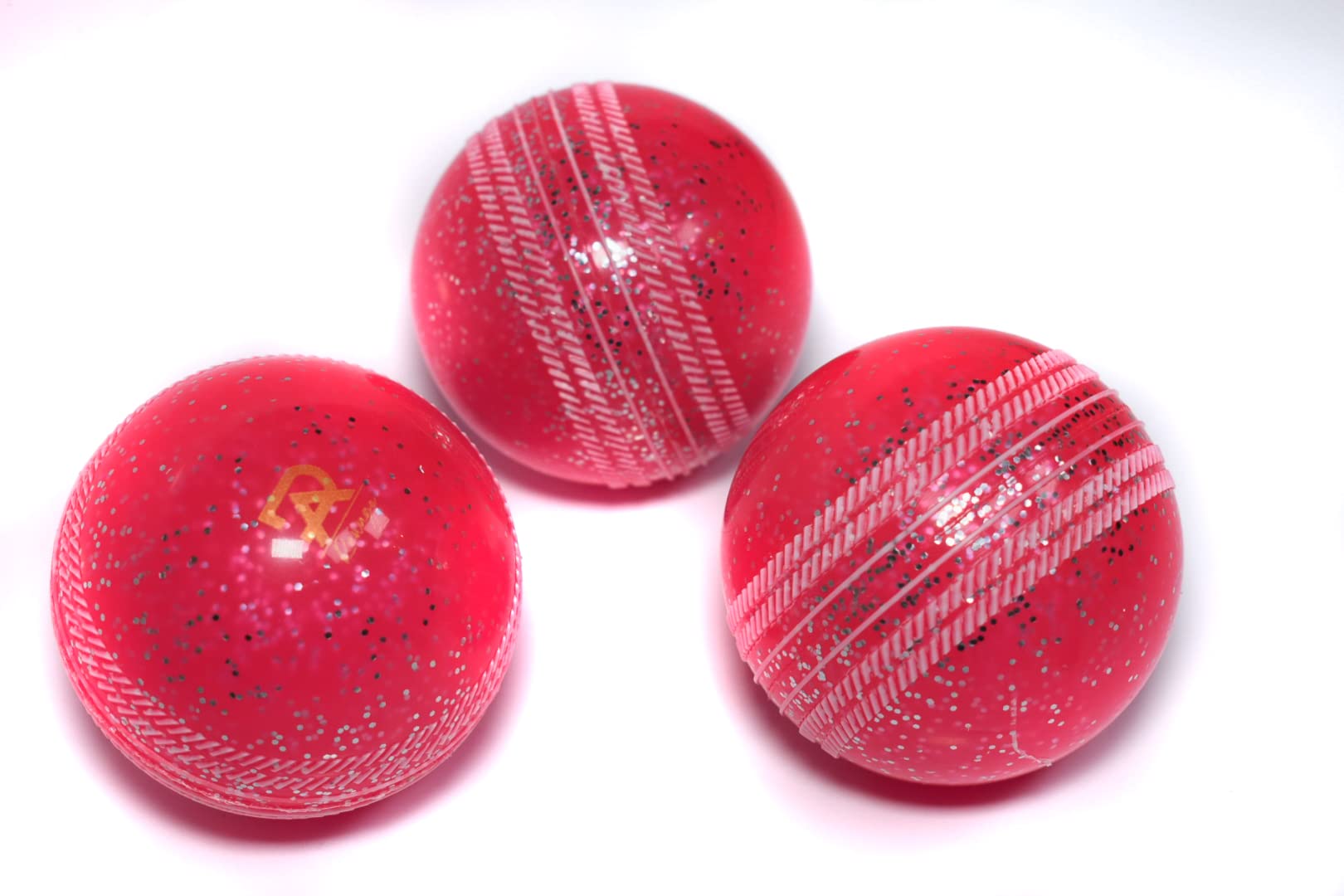 Rawage 3 X Soft & Safe Glitter Cricket Balls For outdoor & indoors Rubber Cricket Ball With elegant Seam for Best Performing, Coaching & Practice (PINK)