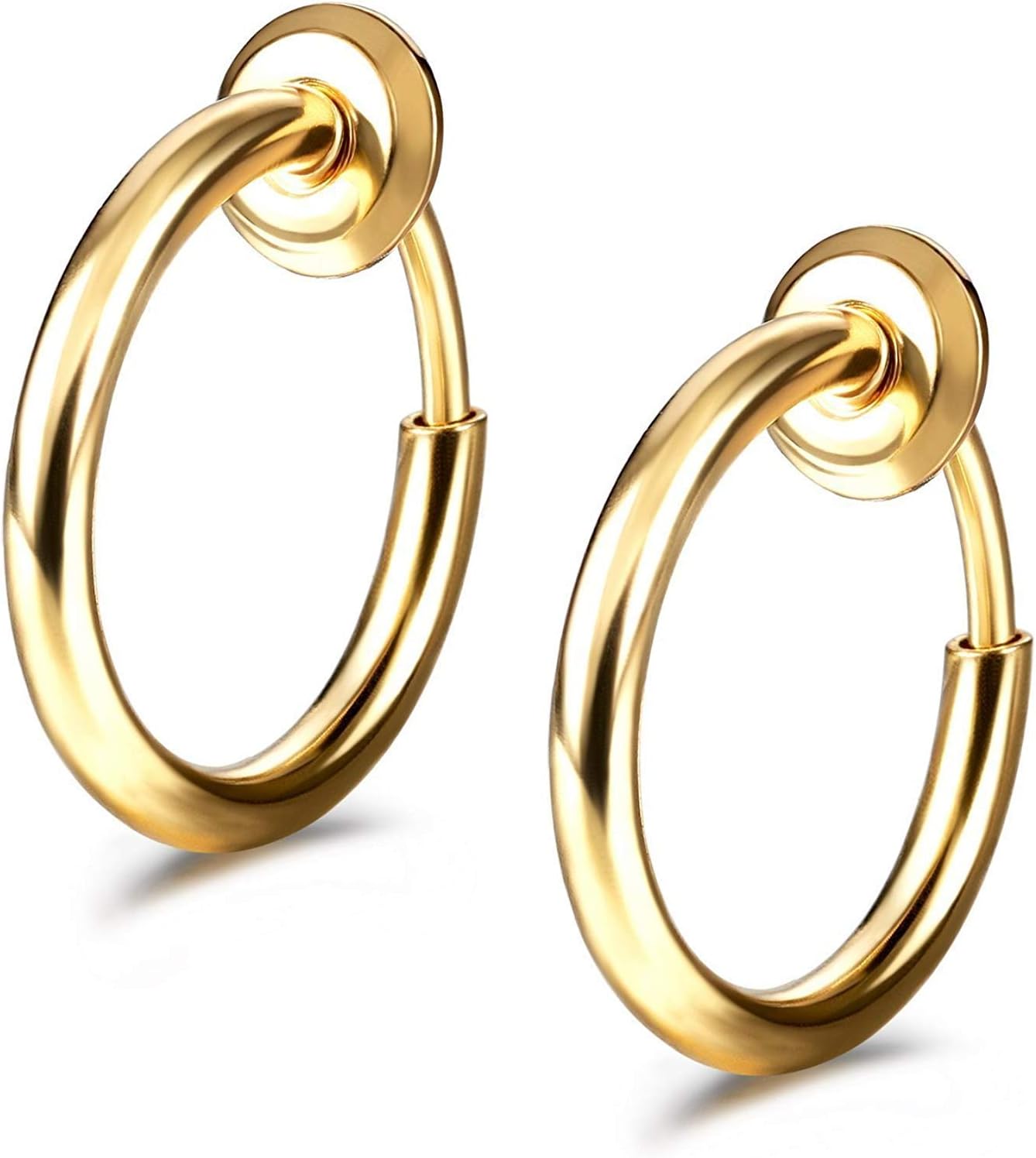 Non-Piercing Fake Hoops Anodized Gold Finish - Lip, Nose, Cartilage & Ear - Sold As a Pair