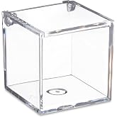 Hammont Clear Acrylic Box with Hinged Lid &ndash; Small Plastic Organizer for Office, Desk, Makeup, Crafts, Cotton Balls, Jewelry &amp; More |2"x2"x2" (8 Pack)