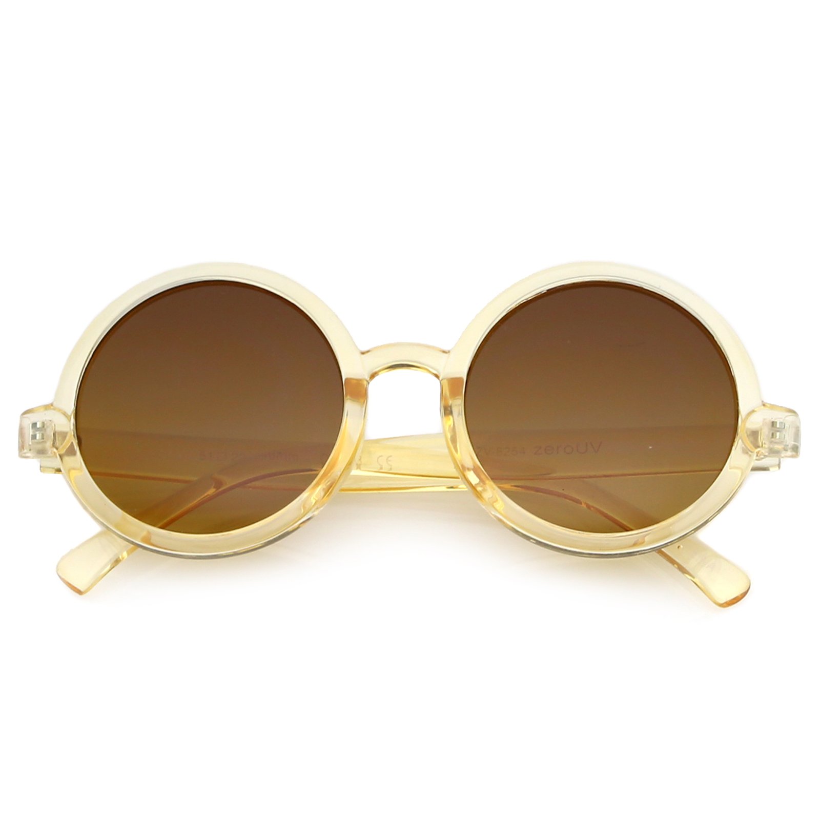 Photo 1 of zeroUV Trendy Round Retro Sunglasses for Women, UV400 Vintage Horn Rimmed Neutral-Colored Lens 52mm (Peach/Amber)