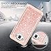 LeYi Compatible with Galaxy J7 Case (2015) with Glass Screen Protector for Women Girls, Luxury Glitter [PC Silicone Leather] Heavy Duty Phone Case for Samsung Galaxy J7 Neo J700 2015 TP Rose Gold