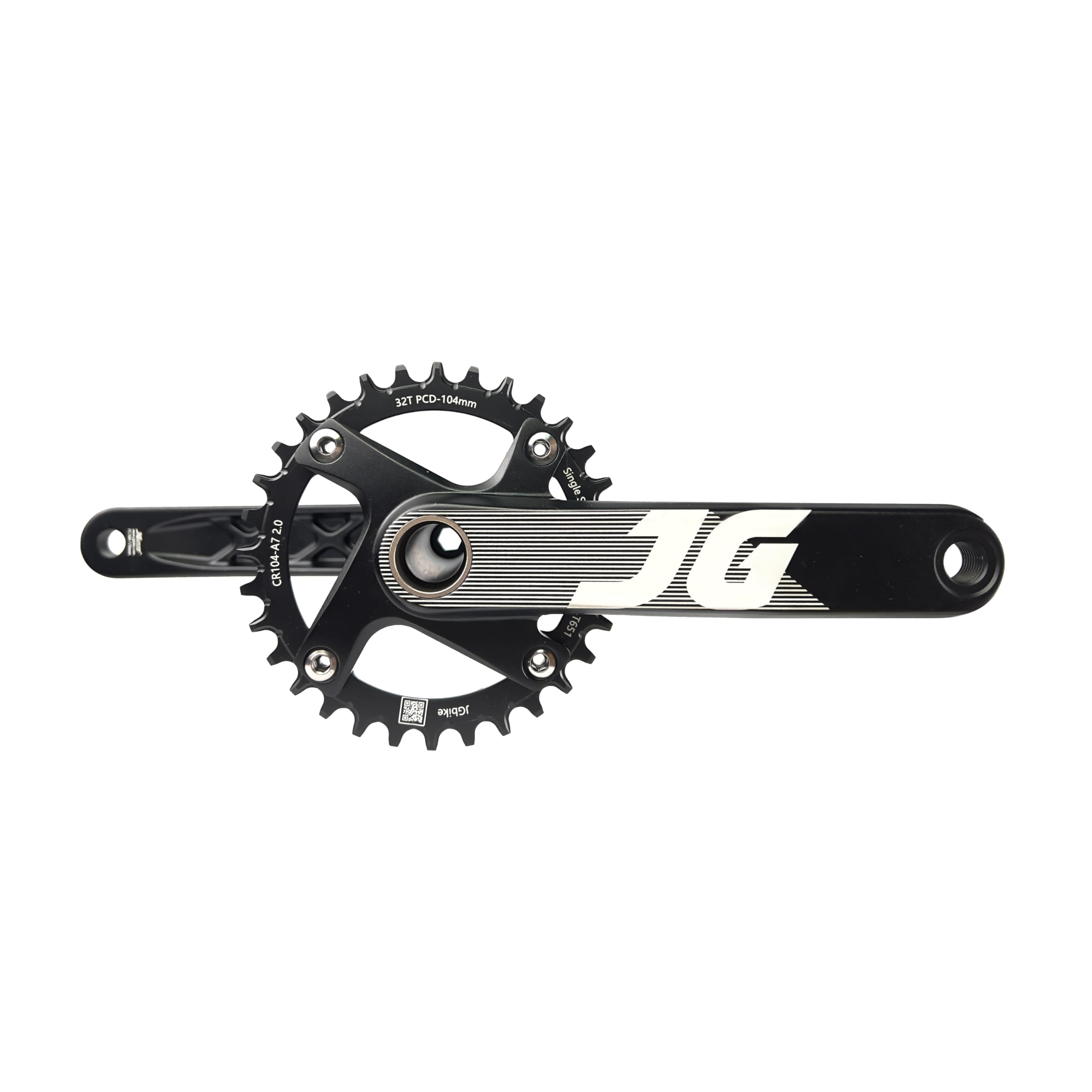 JGbike Crankset AL-6061-T6 Aluminum Alloy CNC Manufactured, 4 Spider Arms, AL7075 104BCD Chainring, 30T 32T 34T 36T 38T 40T, 68-73mm Bottom Bracket or Square Bottom Bracket