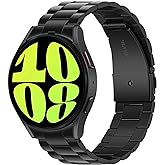 Anlinser No Gap Bands Compatible with Samsung Galaxy Watch 7/6/5/4/FE Band 44mm 40mm/Watch 6 Classic Band 47mm 43mm/Watch 5 Pro 45mm/Watch 4 Classic, 20mm Metal Strap for Women Men, Black