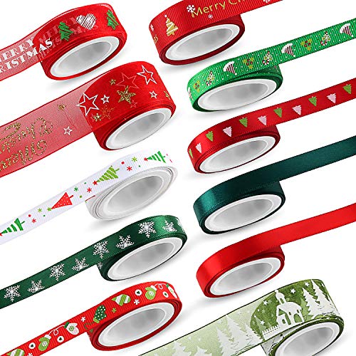 3 Christmas+Ribbons+Grosgrain+Metallic+Wrapping