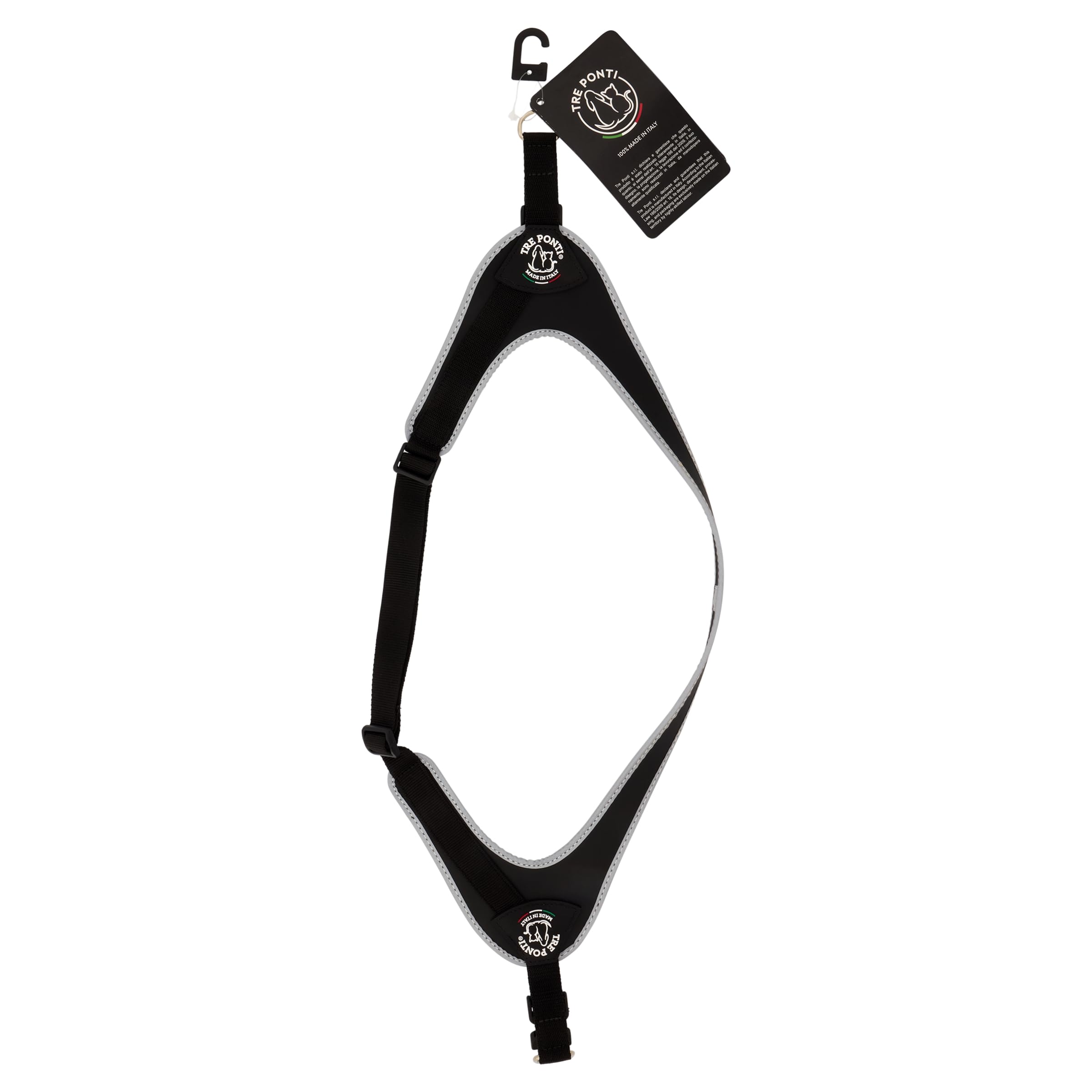 Tre Ponti Fibbia Small Dog Harness with Adjustable Belly Strap, 4 cm, Black