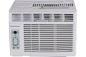 Keystone KSTAW05BE 5,000 BTU Window Mounted Air Conditioner Follow Me LCD Remote Control Sleep Mode 24H Timer Auto-Restart AC for Rooms up to 150 Sq. Ft, 5000, White