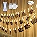 Adecorty Gifts for Teen Girls, 40 LED Photo Clip String Lights with Remote & Timer 8 Modes Battery Powered Twinkle Lights for Teen Girl Bedroom Decor Christmas Wedding Outdoor (14.1ft, Warm White)