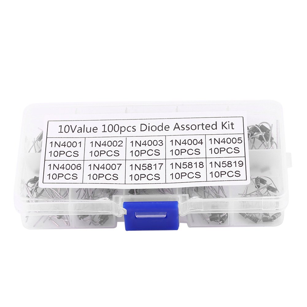 Set of 100 Pcs 10 Values Rectifier Diodes Kit Assorted Diodes BagElectronic Component