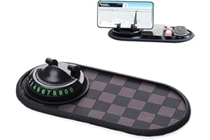Car Dashboard Anti‑Slip Mat – Multi‑Function PVC ABS Dash Organizer with 360° Rotating Phone Holder, Built‑in Parking Indicat