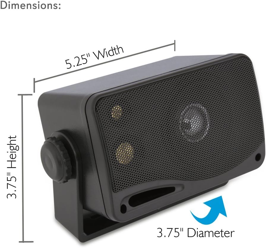 3-way Mini Box Speaker System - 3.5 Inch 200 Watt Weatherproof Marine Grade Mount Speakers - in a Heavy Duty ABS Enclosure Grill - Home, Boat, Poolside, Patio Indoor Outdoor Use - Pyle PLMR24B (Black): Home Audio & Theater