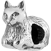 Cute Chubby 3D Loaf Cat 925 Sterling Silver Charm Bead For Pandora & Similar Charm Bracelets