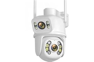 4K 8MP ICSee PTZ WiFi Camera Dual Lens Dual Screen IP Camera Outdoor 4MP HD AI Detection Auto Tracking CCTV Surveillance(6MP 