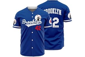 OEQVUWH Men's Black 42 Baseball Button Down Jersey 90s Hip Hop Baseball Jerseys Shirts Stitched