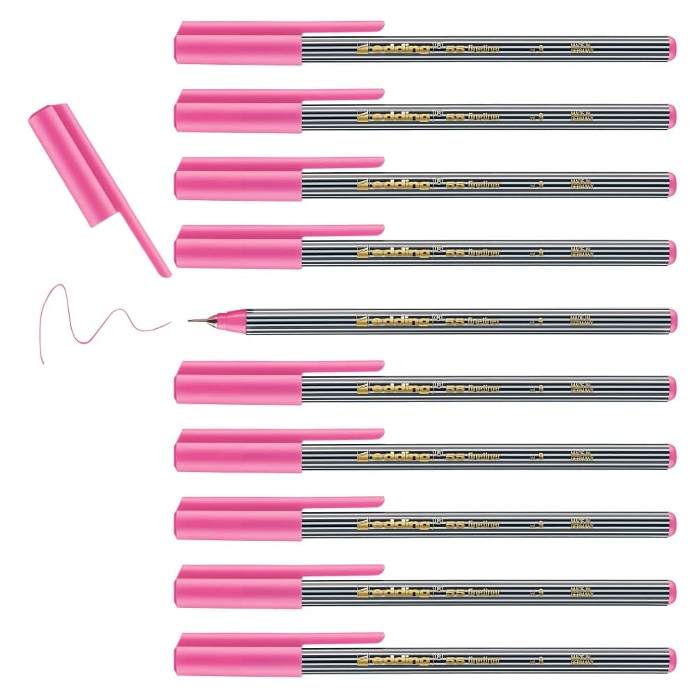 edding 55 - fineliner - pink - 10 pens - 0.3 mm nib - colour pen for writing, drawing, underlining, illustrating - for children and adults, at school and in the home or office — image 1