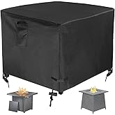Fyelo 32 Inch Gas Fire Pit Cover for 28-32 Inch Square Fire Pit Tables, Heavy Duty 600D Waterproof & Windproof 32 x 32 x 24 Inches Patio Firepit Cover, Black