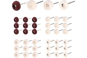 YIEPET 40 Pieces 3/32inch （2.35mm Mandrel ） Rotary Tool Accessories， Jewelry Polishing Kit，Cotton Cashmere Polishing Buff Buffing Wheel Soft Fine,PolishingWheelsBurr for Rotary Drill Tools White