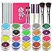 OPHIR Glitter Tattoo Kit - 20 Color Shimmer, 30x Stencils Tattoo Body Art Design Kit for Children, Teenagers & Adults Halloween Party