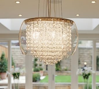 Noxarte Modern Glass Lamp Shade Crystal Inside Chandelier