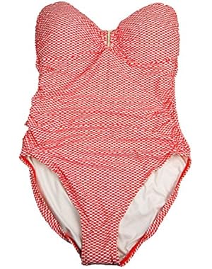 Calvin Klein Women's Shirred Bandeau Maillot Swimsuit with Soft Cups