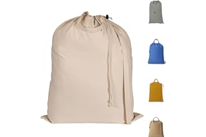 LFH HOME PRIVATE LIMITED LFH Home Cotton Canvas Extra Large Laundry Bag with Handle, Heavy Duty Drawstring Closure Washable Laundry Bags School Travel, Home, Hotel, College Dorm, Organizer Sack, 28x36-Natural Thanks Giving